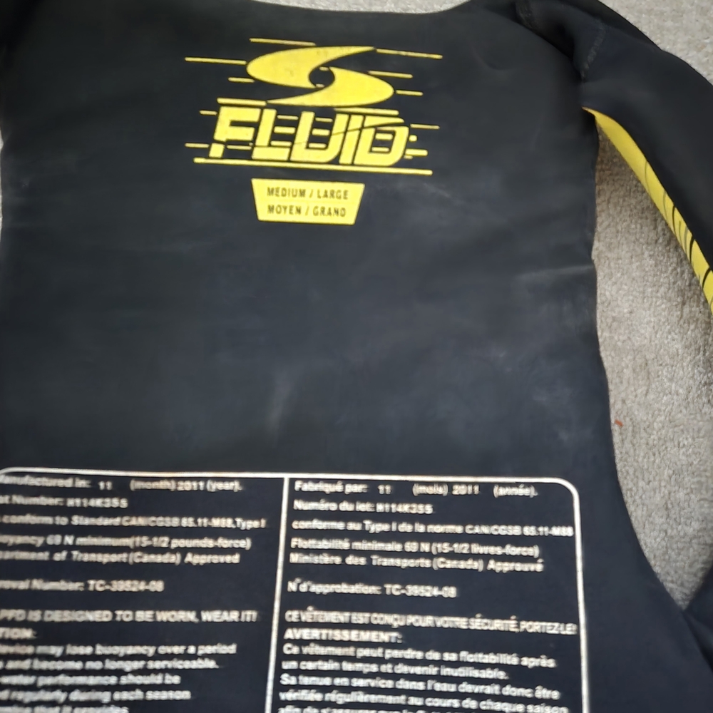 Fluid Women Yellow & Black Life Vest Size US M/L - Picture 9 of 9